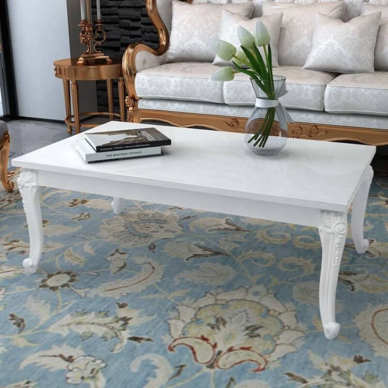 Image of vidaXL Coffee Side End Couch Table High Gloss White Modern Design Living Room