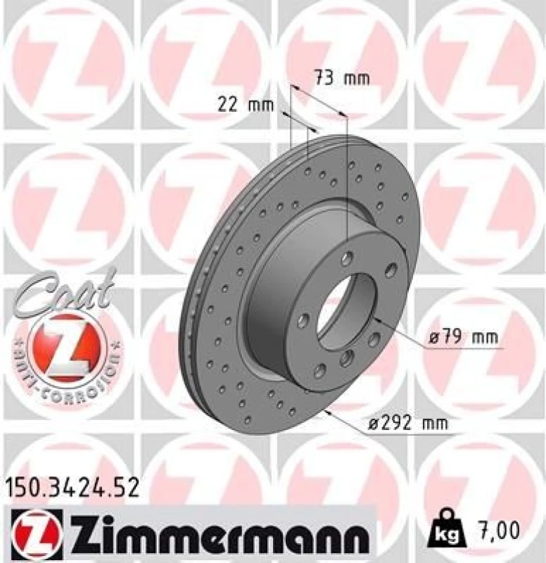 Image of ZIMMERMANN Brake disc ZIMMERMANN 150.3424.52