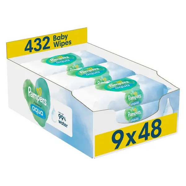 image of Pampers Harmonie Aqua 9x48 Baby Wipes