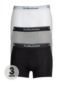 Image of Polo Ralph Lauren 3 Pack of Core Trunks - White/Heather/Black, White/Heather/Black Size M Men