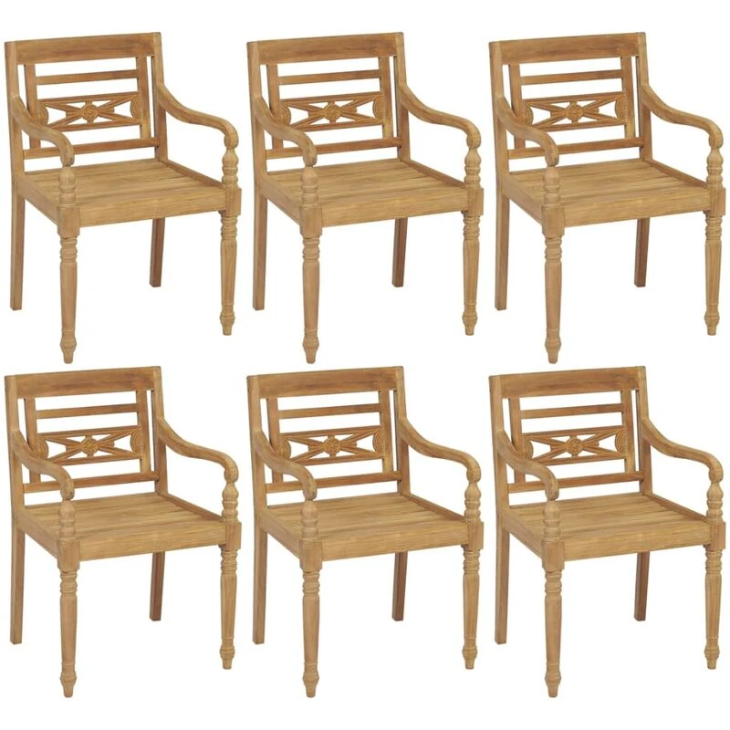 Image of VIDAXL Batavia Chairs 6 pcs Solid Teak Wood Vidaxl 8720286450628