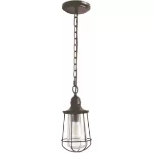 Image of IP23 1 Bulb Chain Lantern Light Western Bronze LED E27 60W d02298