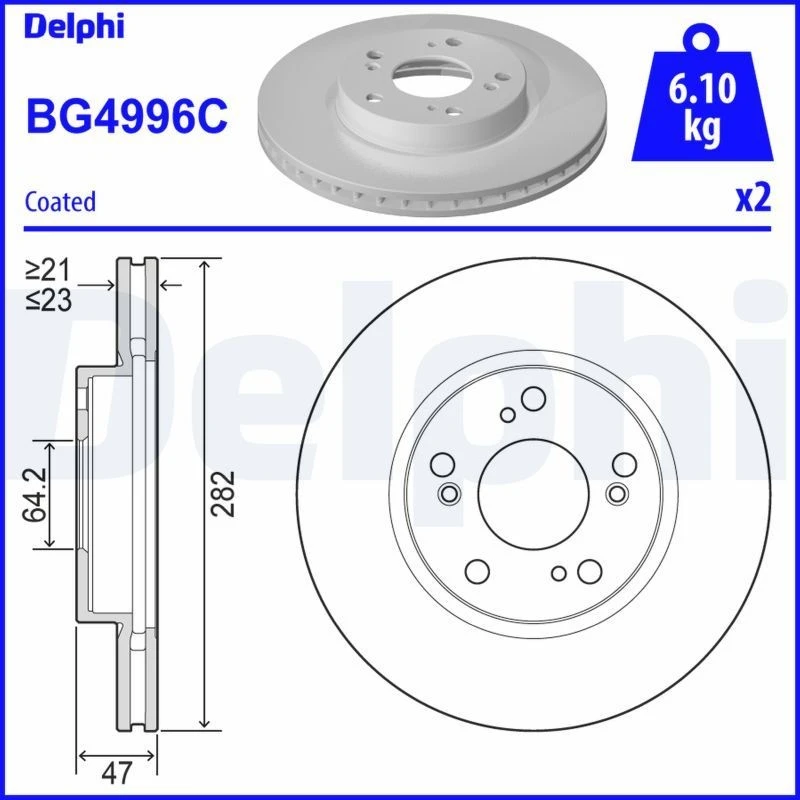 Image of DELPHI Brake disc DELPHI BG4996C