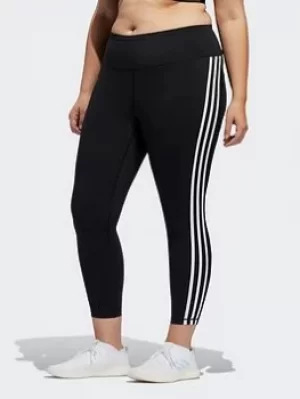 image of adidas Believe This 3-stripes 7/8 Leggings (plus Size), Purple/Black, Size 2X, Women