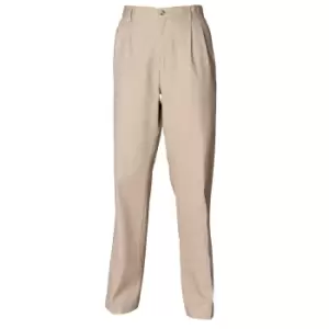 Image of Henbury Mens TeflonA Stain Resistant Coated Pleated Chino Work Trousers / Pants (32 x Long) (Stone)