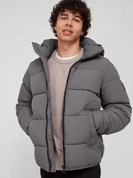 Image of Calvin Klein Crinkle Nylon Padded Jacket - Charcoal Grey , Charcoal Grey Size M Men