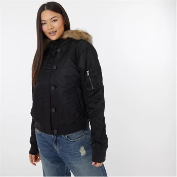 image of Jack Wills Isla Bomber Parka Jacket - Black