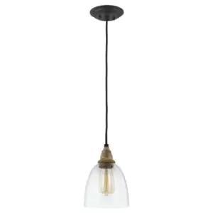 Image of 1 Bulb Ceiling Pendant Light Fitting Driftwood / Dark Weathered Zinc LED E27 60W