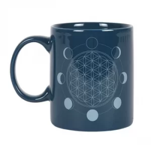 image of Moon Phase Flower of Life Ceramic Mug