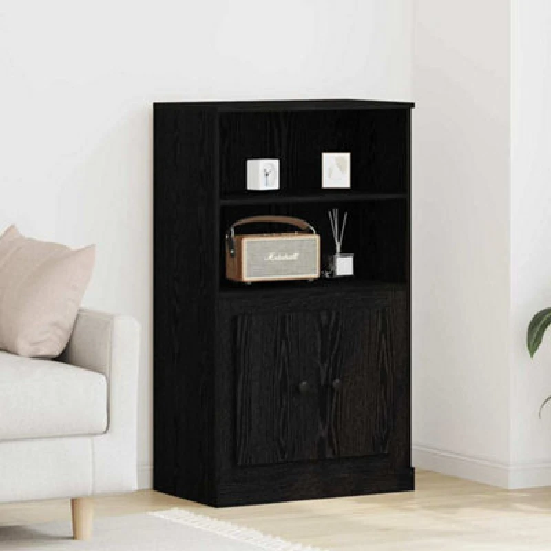 Image of Vidaxl Highboard Black Oak 60 X 35.5 X 103.5cm Engineered Wood