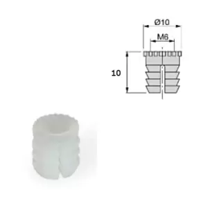 Image of Emuca - Furniture Plastic Socket - Size M6 10 x 10mm - Pack of 10
