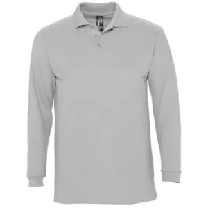 Image of SOLS Mens Winter II Long Sleeve Pique Cotton Polo Shirt (XXL) (Grey Marl)