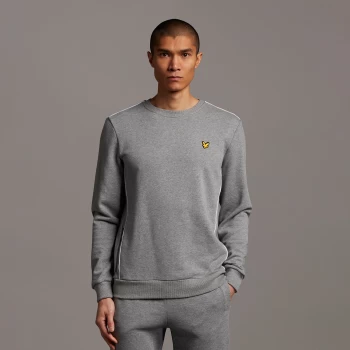 image of Mens Crew Neck with Contrast Piping - Mid Grey Marl - L