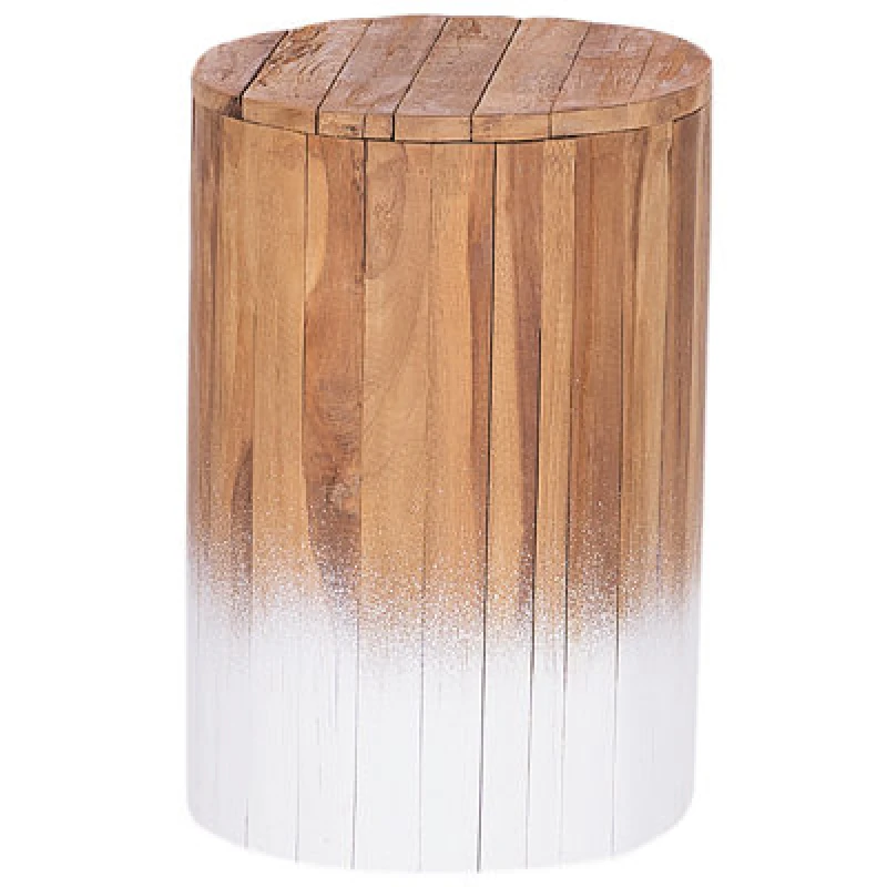 Image of Beliani Side Table Movas Teak Wood Brown/ White