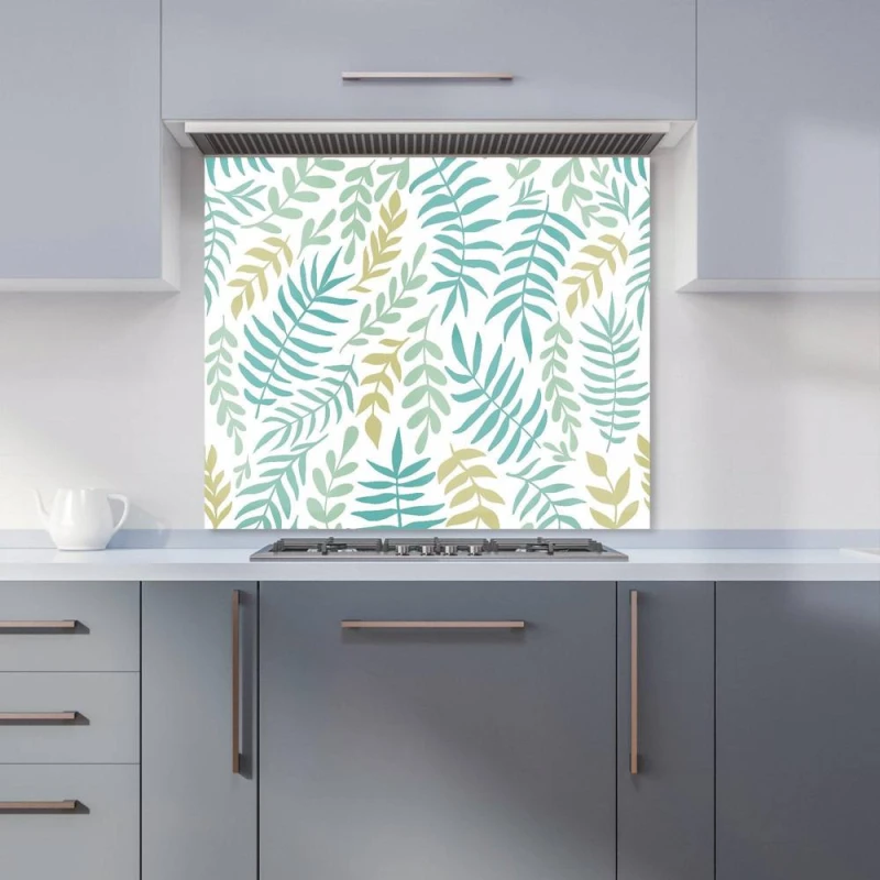Image of Warren Reed - Designer Multicolor Leafs & Branches Kitchen Splashback in Green Size: 700mm x 750mm Green Unisex 700mm x 750mm