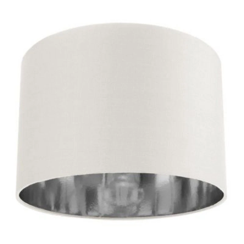 Image of Happy Homewares Contemporary White Cotton 12 Table/pendant Lamp Shade With Shiny Silver Inner