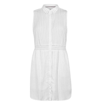 Jack Wills Ruckhall Sleeveless Shirt Mini Dress - White Stripe