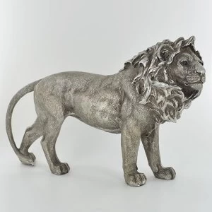 image of Antique Silver Large Lion Standing Ornament