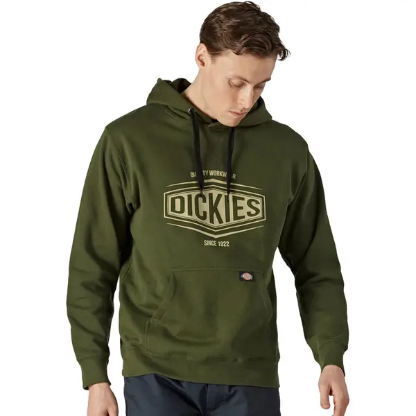 Image of Dickies Mens Rockfield Workwear Cotton Hoodie Sweater M - Chest 38-40' Olive Green SH3011-OLVGRN-M