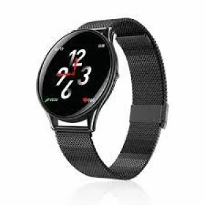 image of AQ137 Round Screen Smartwatch Compatible With iOS & Android Fitness Tracker[Black]