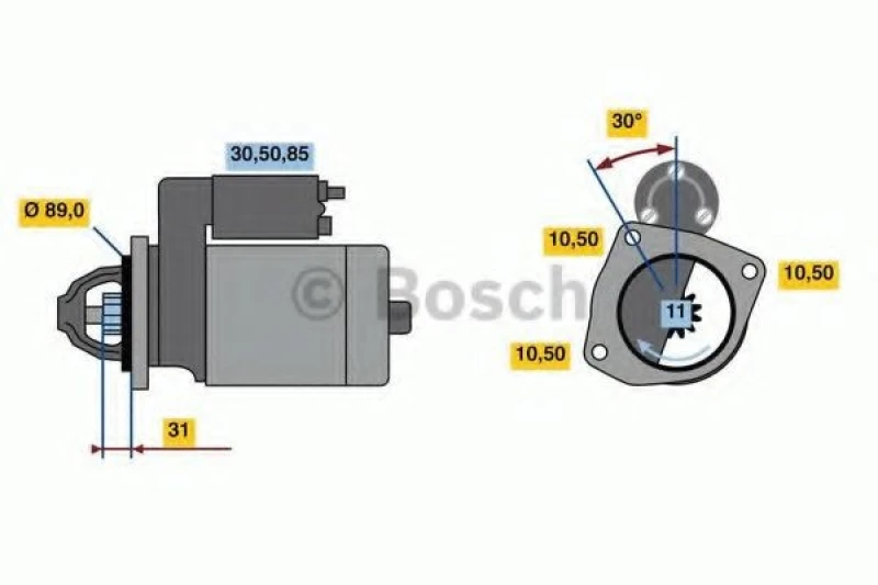 Image of Bosch 0 986 023 200 Starter motor 4kW, 24V, Number of Teeth: 11 Starter (2)