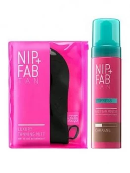 image of Nip + Fab Express Faux Tan Mousse Caramel & Luxury Tanning Mitt Duo