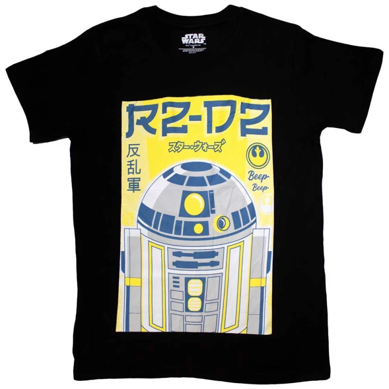 Image of Star Wars R2-D2 Japanese T Shirt Black unisex