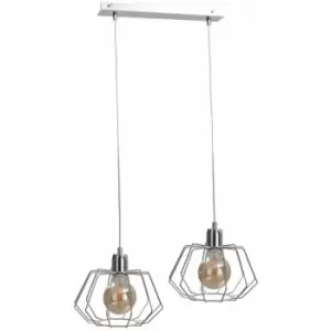 Image of Keter Luna Bar Pendant Ceiling Light Silver, 53cm, 2x E27