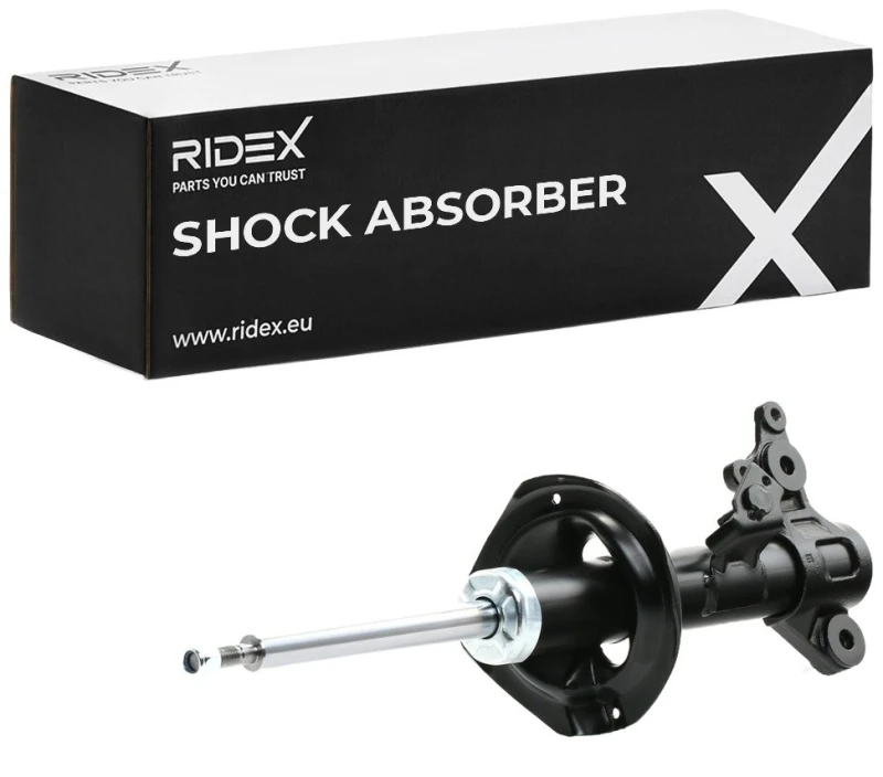 Image of RIDEX 854S0937 Shock absorber Front Axle Left, Gas Pressure, Twin-Tube, Suspension Strut, Bottom Yoke Shock Absorber (854)