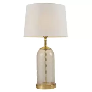 Image of Table Lamp Solid Brass & Vintage White Linen 60W E27 GLS Base & Shade