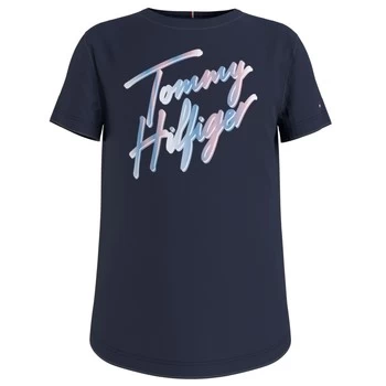 Image of Tommy Hilfiger KG0KG05870-C87 Girls Childrens T shirt in Blue - Sizes 8 years,12 years,14 years,16 years