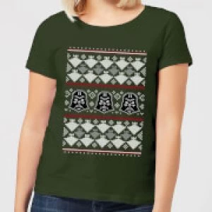 Image of Star Wars Imperial Darth Vader Womens Christmas T-Shirt - Forest Green - L