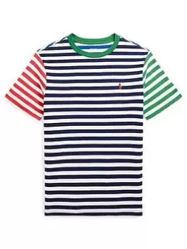Image of Ralph Lauren Boys Stripe T-Shirt - French Navy Multi, Size 16 Years=Xl