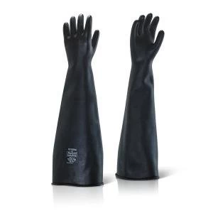 image of Ansell Industrial Latex Medium Weight 24" Gauntlet Black Size 08