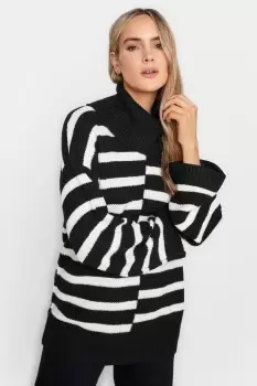 image of Tall Stripe Print Roll Neck Jumper