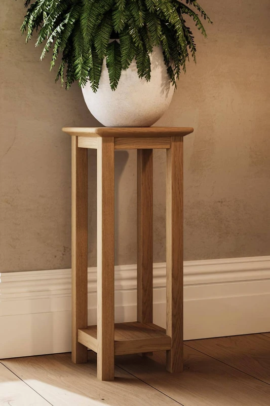 Image of FWStyle Natural Oak Tall Side Table in Brown Brown Unisex