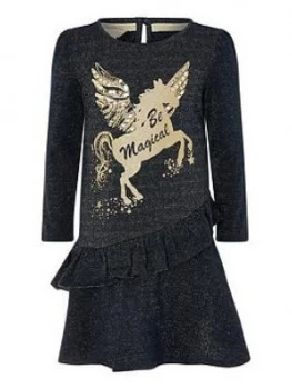 Monsoon Girls Be Magical Sweat Dress - Navy, Size 14-15 Years, Women