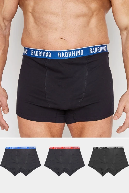 Image of BadRhino BadRhino Men 3 Pack Boxers in Black Size: large Black L Male 5059738700374