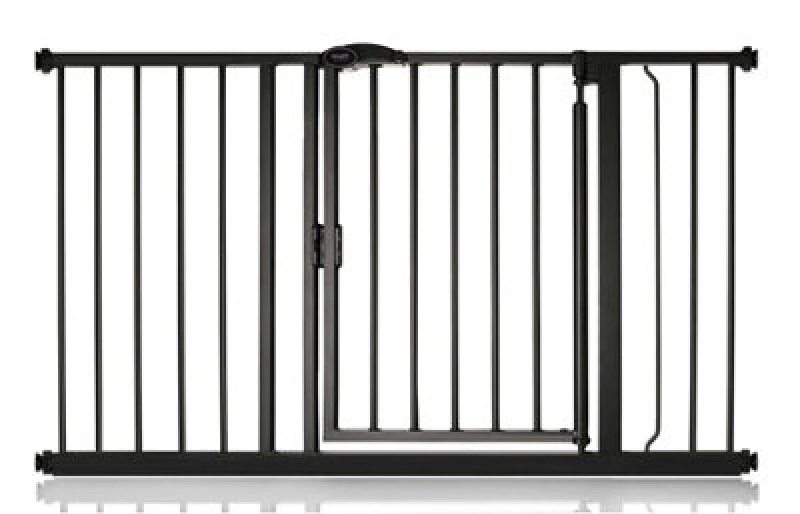 Image of Safetots Pressure Fit Self Closing Stair Gate, 125.4Cm - 132.4Cm, Matt Black, Auto Closing Baby Gate, Safety Barrier