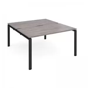 Image of Adapt back to back desks 1400mm x 1600mm - Black frame and grey oak