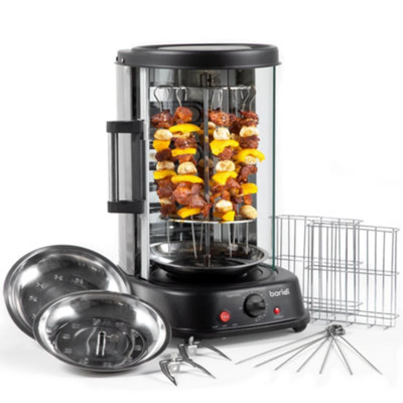 Image of Baridi Rotisserie Grill, Kebabs, Gyros, Skewers, Roasts, 1500W, 21L, Black DH216