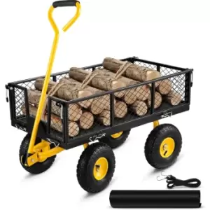 image of VEVOR Steel Garden Cart, Heavy Duty 900 lbs Capacity, with Removable Mesh Sides to Convert into Flatbed, Utility Metal Wagon with 180° Rotating