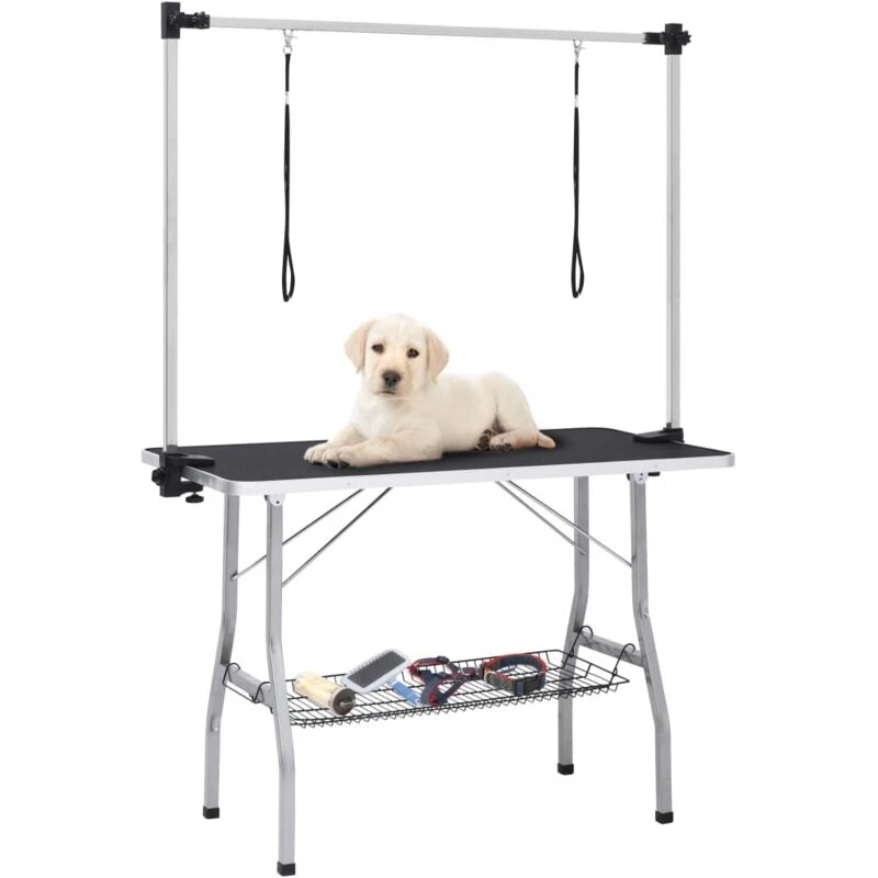 Image of VIDAXL Vidaxl - Adjustable Dog Grooming Table with 2 Loops and Basket 8720286318317