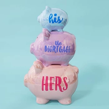 Image of Pennies & Dreams Triple Piggy Bank - His, The Mortgage, Hers