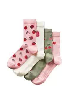 Image of 4 Pack Comfort Top Fruit Socks