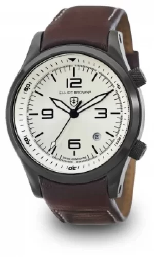 image of Elliot Brown Mens Canford Oxblood Leather Silver Dial 202- Watch