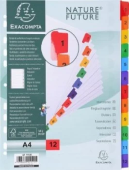Image of Exacompta A4 12 Part Printed Mylar Dividers