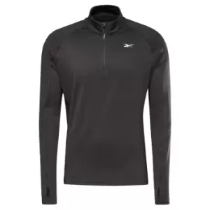 Image of Reebok Running Quarter-Zip Long-Sleeve Top Mens - Black