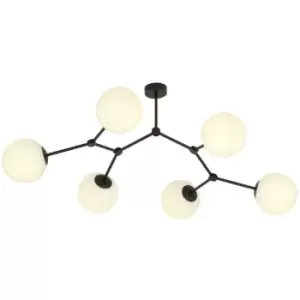 Image of Emibig Space Black Globe Ceiling Light with White Glass Shades, 6x E14