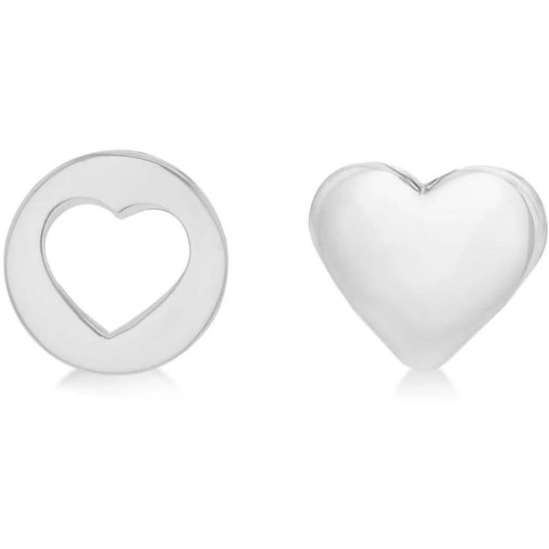 Image of Be You Sterling Silver Heart & Cut-Out Heart Studs Silver One Size